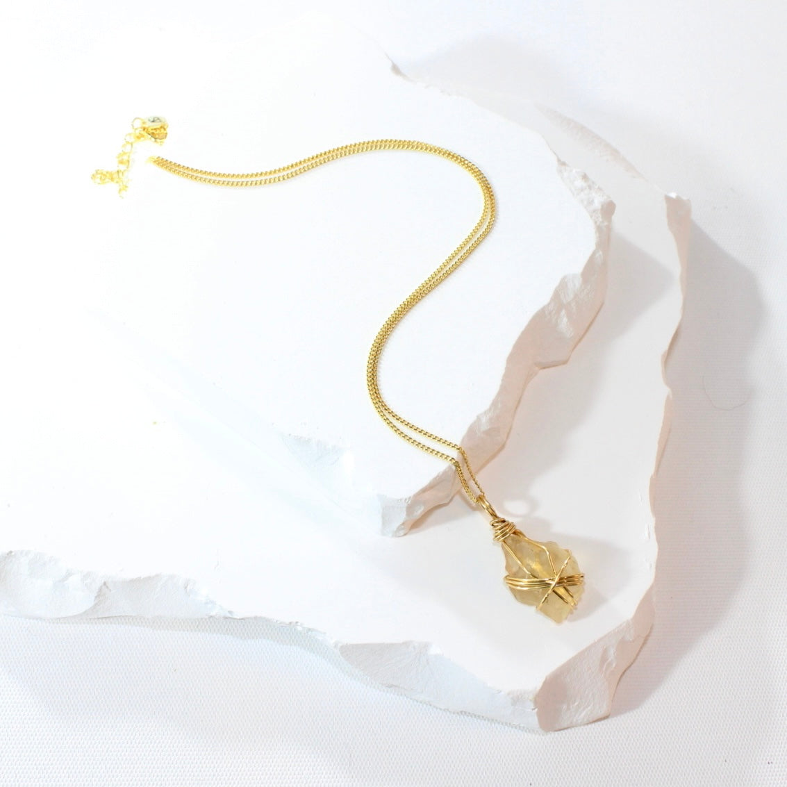 Bespoke NZ-made Libyan desert glass crystal pendant necklace | ASH&STONE Crystal Jewellery Shop Auckland NZ