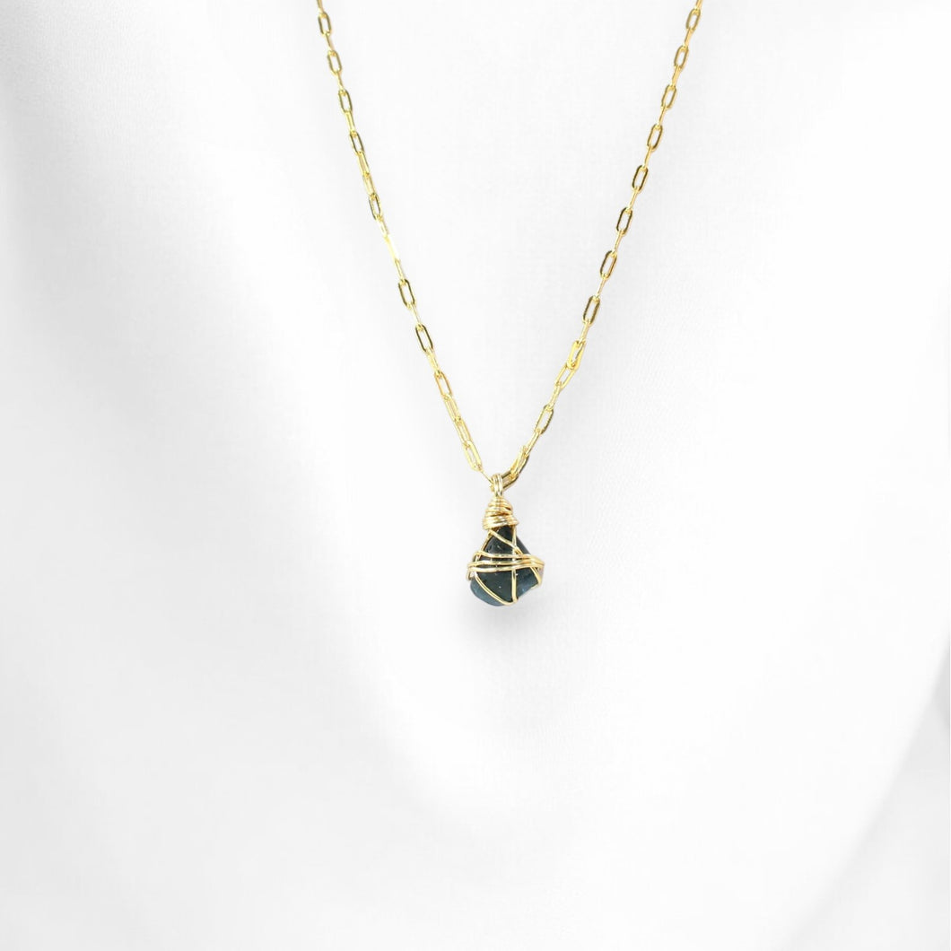 Bespoke NZ-made London blue topaz crystal pendant necklace | ASH&STONE Crystal Jewellery Shop Auckland NZ