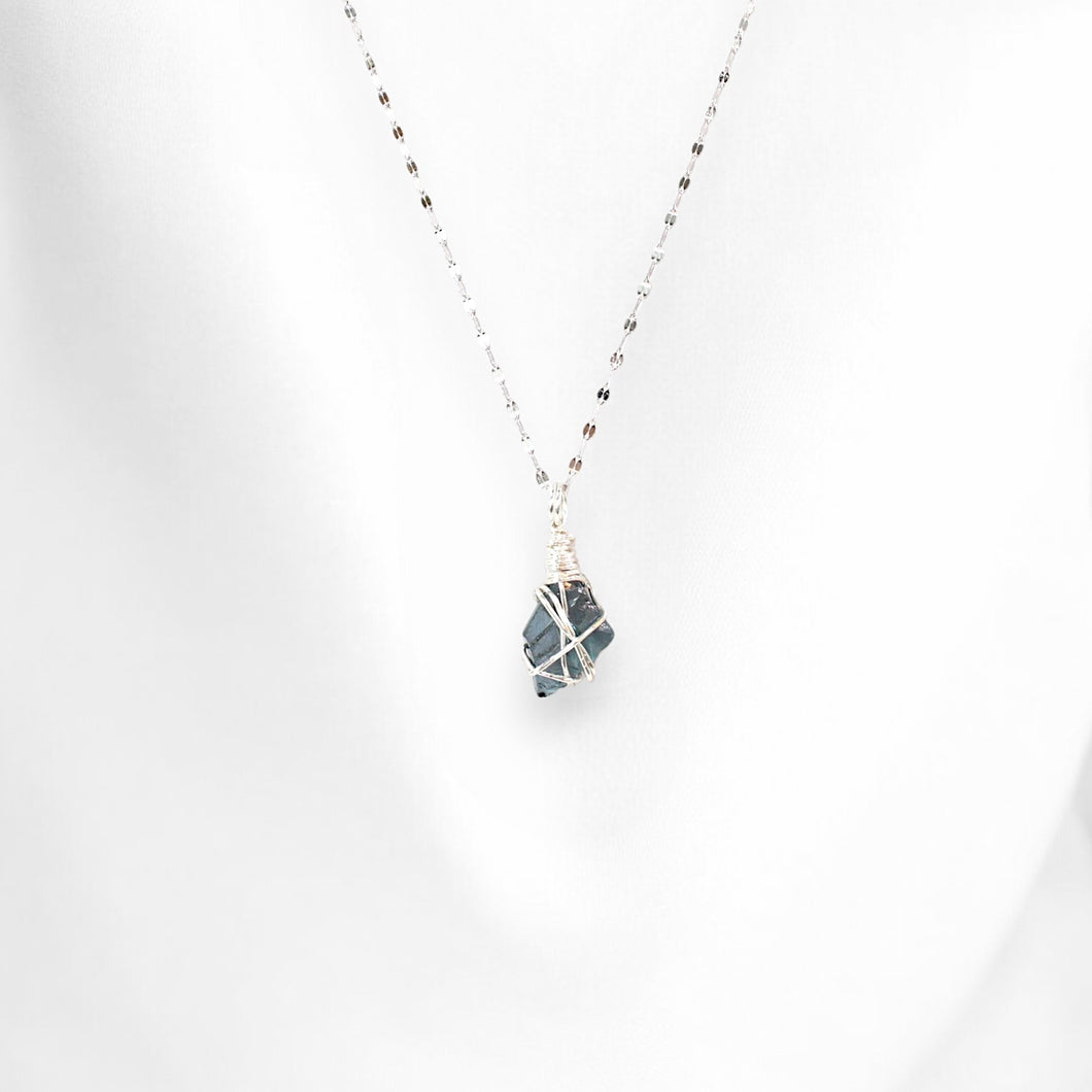 Bespoke NZ-made blue London topaz crystal pendant necklace | ASH&STONE Crystal Shop Auckland NZ