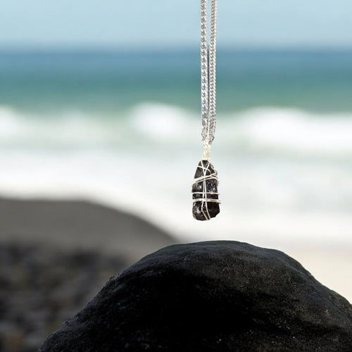 Men's shungite crystal pendant necklace | ASH&STONE Crystal Jewellery Shop Auckland NZ