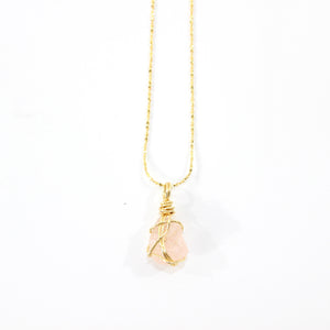 Morganite crystal pendant necklace 24K gold-plated sterling silver | ASH&STONE Crystal Jewellery Shop Auckland NZ