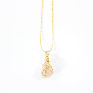 Morganite crystal pendant necklace 24K gold-plated sterling silver | ASH&STONE Crystal Jewellery Shop Auckland NZ