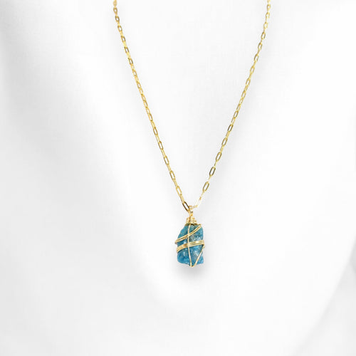 Natural neon apatite crystal pendant necklace  | ASH&STONE Crystal Jewellery Shop Auckland NZ