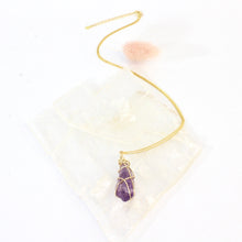Load image into Gallery viewer, Bespoke NZ-made Amethyst Crystal Pendant 18&quot; chain
