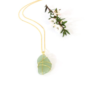 Green aventurine crystal pendant with 16" chain | ASH&STONE Crystal Jewellery Shop Auckland NZ