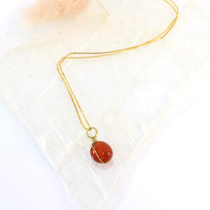 Bespoke carnelian crystal necklace with 16" chain | ASH&STONE Crystal Jewellery Shop Auckland NZ