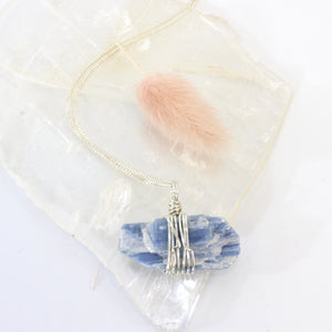 Bespoke NZ-made kyanite crystal pendant with 20" chain | ASH&STONE Crystals Shop Auckland NZ