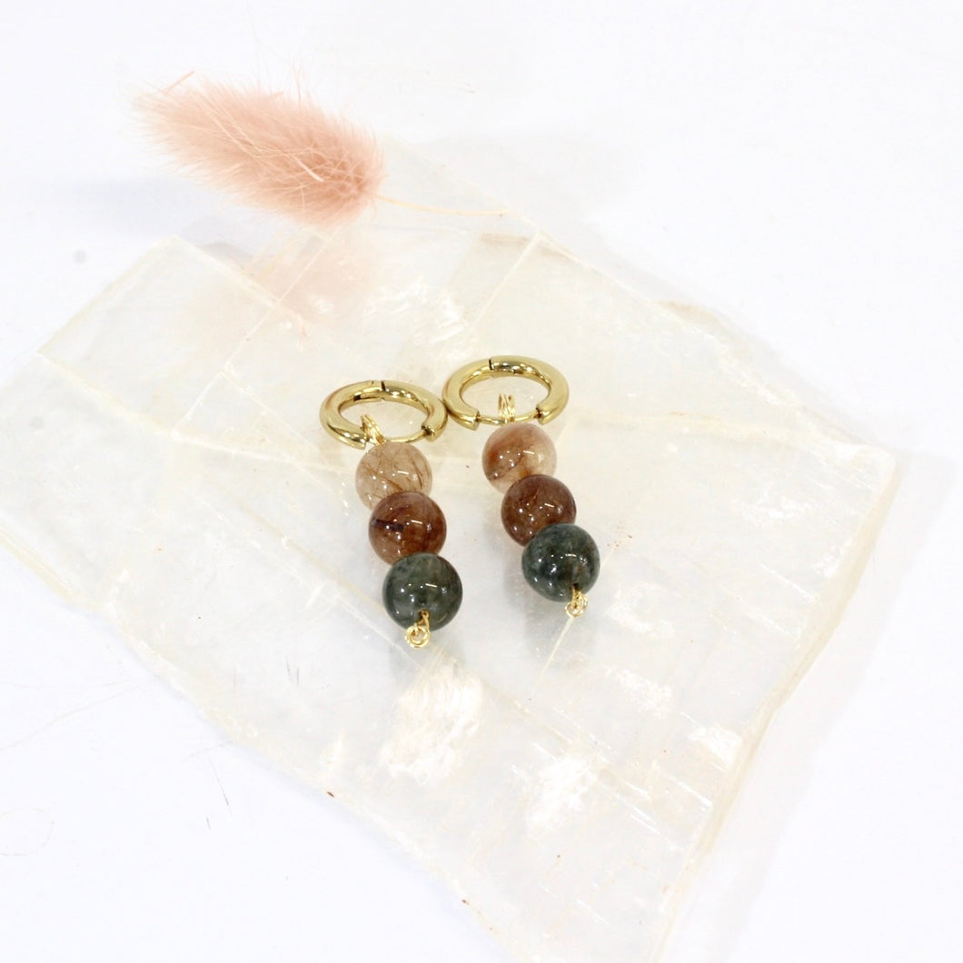 NZ-made bespoke rutilated crystal quartz huggy earrings | ASH&STONE Crystal Shop Auckland NZ