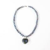 Genuine Fijian pearl choker with labradorite crystal heart | ASH&STONE Crystal Jewellery Shop Auckland NZ