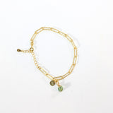 Peridot crystal 16k gold-plated sterling silver charm bracelet