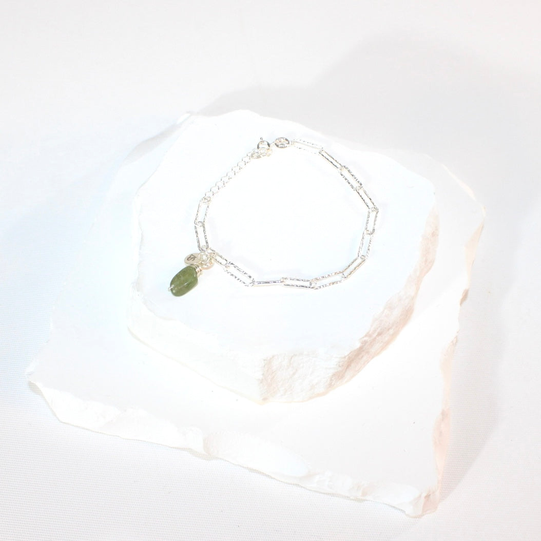 Peridot crystal sterling silver charm bracelet | ASH&STONE Crystal Jewellery Shop Auckland NZ