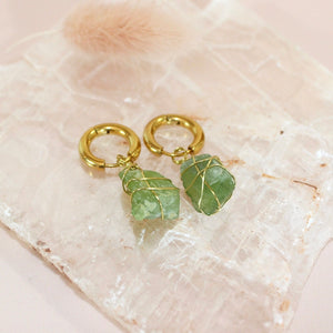 Bespoke NZ-made peridot crystal huggy earrings | ASH&STONE Crystal Jewellery Shop Auckland NZ