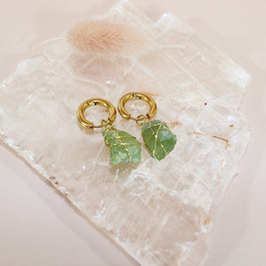 Bespoke NZ-made peridot crystal huggy earrings | ASH&STONE Crystal Jewellery Shop Auckland NZ