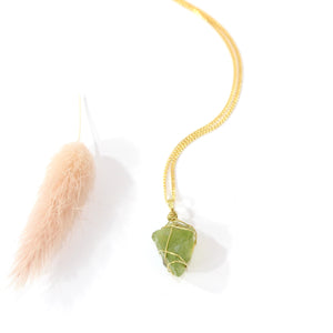 Bespoke NZ-made peridot crystal pendant with 16" chain | ASH&STONE Crystals Shop Auckland NZ