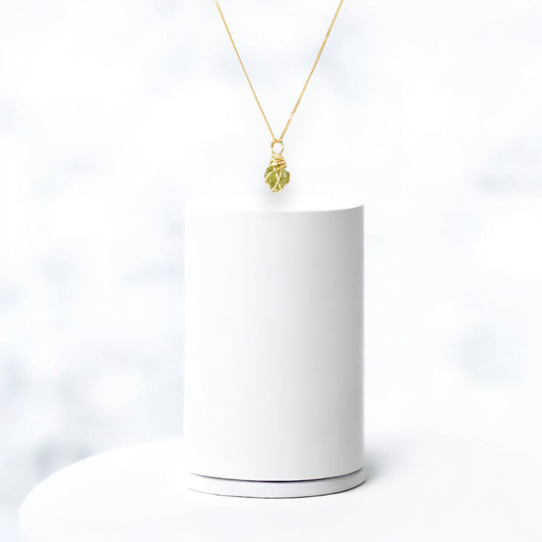 NZ-made peridot crystal pendant necklace