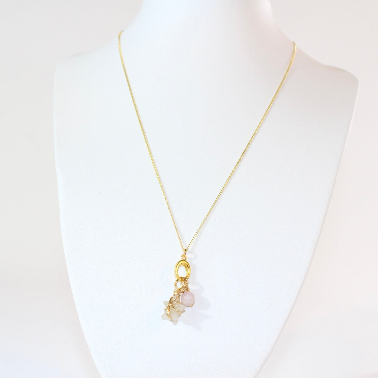 Bespoke NZ-made petrified coral & kunzite crystal charm pendant necklace | ASH&STONE Crystal Jewellery Shop Auckland NZ