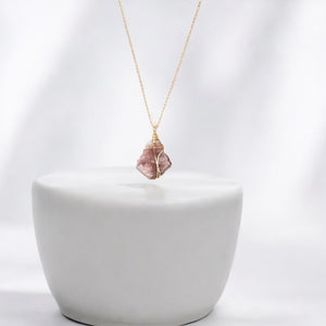 NZ-made bespoke pink amethyst crystal pendant with 18" chain | ASH&STONE Crystal Jewellery Shop Auckland NZ