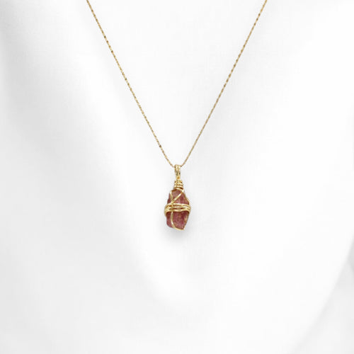 NZ-made pink tourmaline crystal pendant necklace | ASH&STONE Crystals Shop Auckland NZ