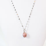 NZ-made rhodonite crystal pendant necklace