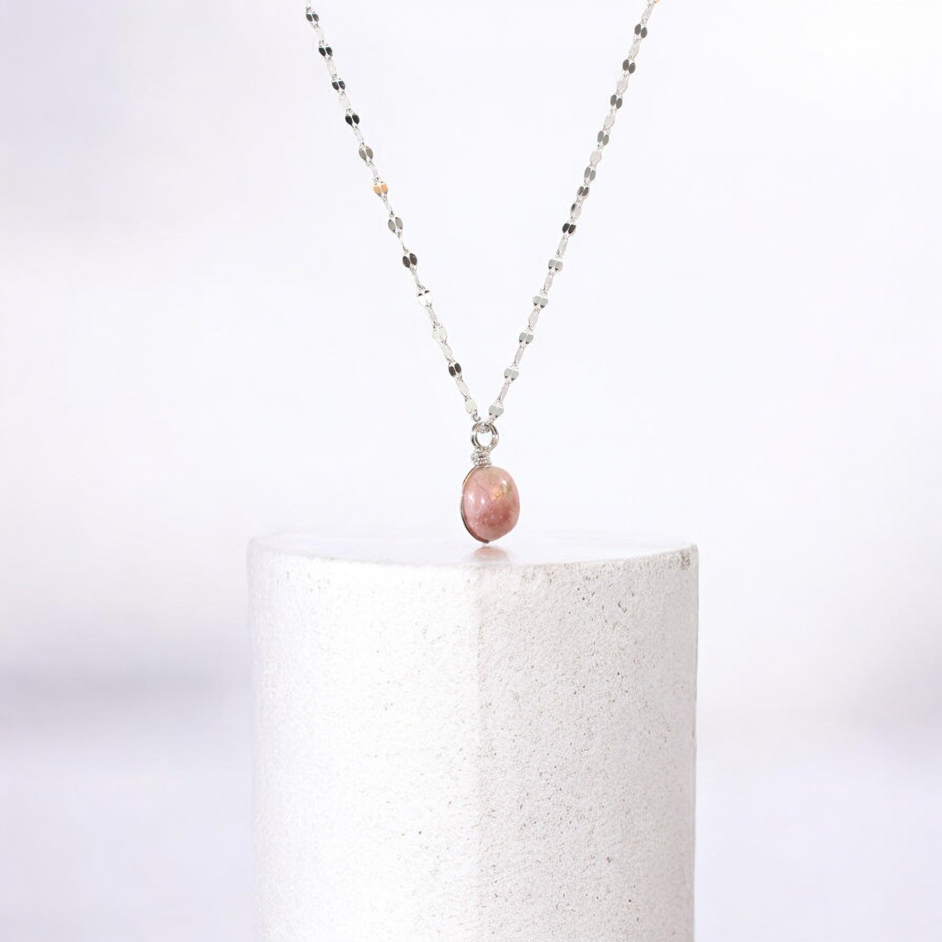 NZ-made rhodonite crystal pendant | sterling silver chain | ASH&STONE Crystal Jewellery Shop Auckland NZ