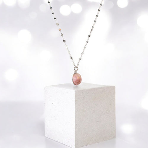 NZ-made rhodonite crystal pendant | sterling silver chain | ASH&STONE Crystal Jewellery Shop Auckland NZ