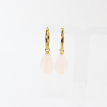 Load image into Gallery viewer, NZ-made rose quartz crystal huggie earrings | ASH&amp;STONE Crystal Jewellery Shop Auckland NZ
