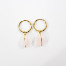 Load image into Gallery viewer, NZ-made rose quartz crystal huggie earrings | ASH&amp;STONE Crystal Jewellery Shop Auckland NZ
