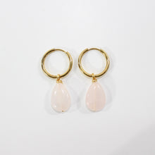 Load image into Gallery viewer, NZ-made rose quartz crystal huggie earrings | ASH&amp;STONE Crystal Jewellery Shop Auckland NZ
