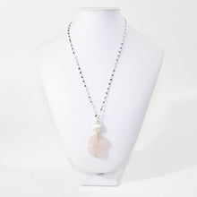 Load image into Gallery viewer, NZ-made rose quartz &amp; mother of pearl crystal pendant sterling silver chain | ASH&amp;STONE Crystal Jewellery Shop Auckland NZ
