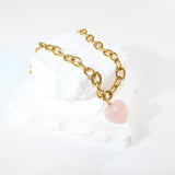 Rose quartz crystal heart T-bar necklace | ASH&STONE Crystal Shop Auckland NZ