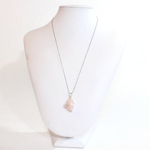 Bespoke NZ-made rose quartz crystal pendant with 18" chain | ASH&STONE Crystal Jewellery Shop Auckland NZ