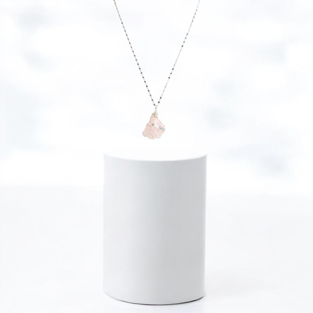 NZ-made rose quartz crystal pendant necklace | ASH&STONE Crystal Jewellery Shop Auckland NZ