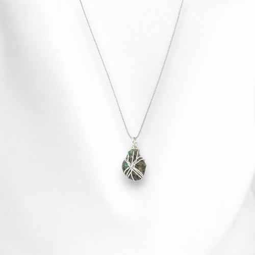 Raw Sakota emerald pendant necklace  ASH&STONE Crystal Jewellery Shop Auckland NZ