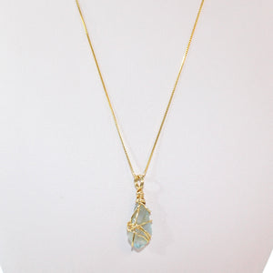 Bespoke NZ-made sky blue topaz crystal pendant necklace  ASH&STONE Crystal Jewellery Shop Auckland NZ