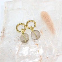 Load image into Gallery viewer, Bespoke NZ-made smoky quartz crystal huggie earrings | ASH&amp;STONE Crystal Jewellery Shop Auckland NZ
