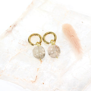 Bespoke NZ-made smoky quartz crystal huggie earrings | ASH&STONE Crystal Jewellery Shop Auckland NZ