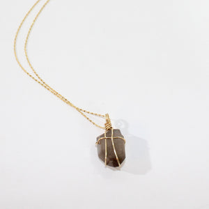 NZ-made smoky quartz crystal necklace with 18" chain | ASH&STONE Crystal Jewellery Shop Auckland NZ