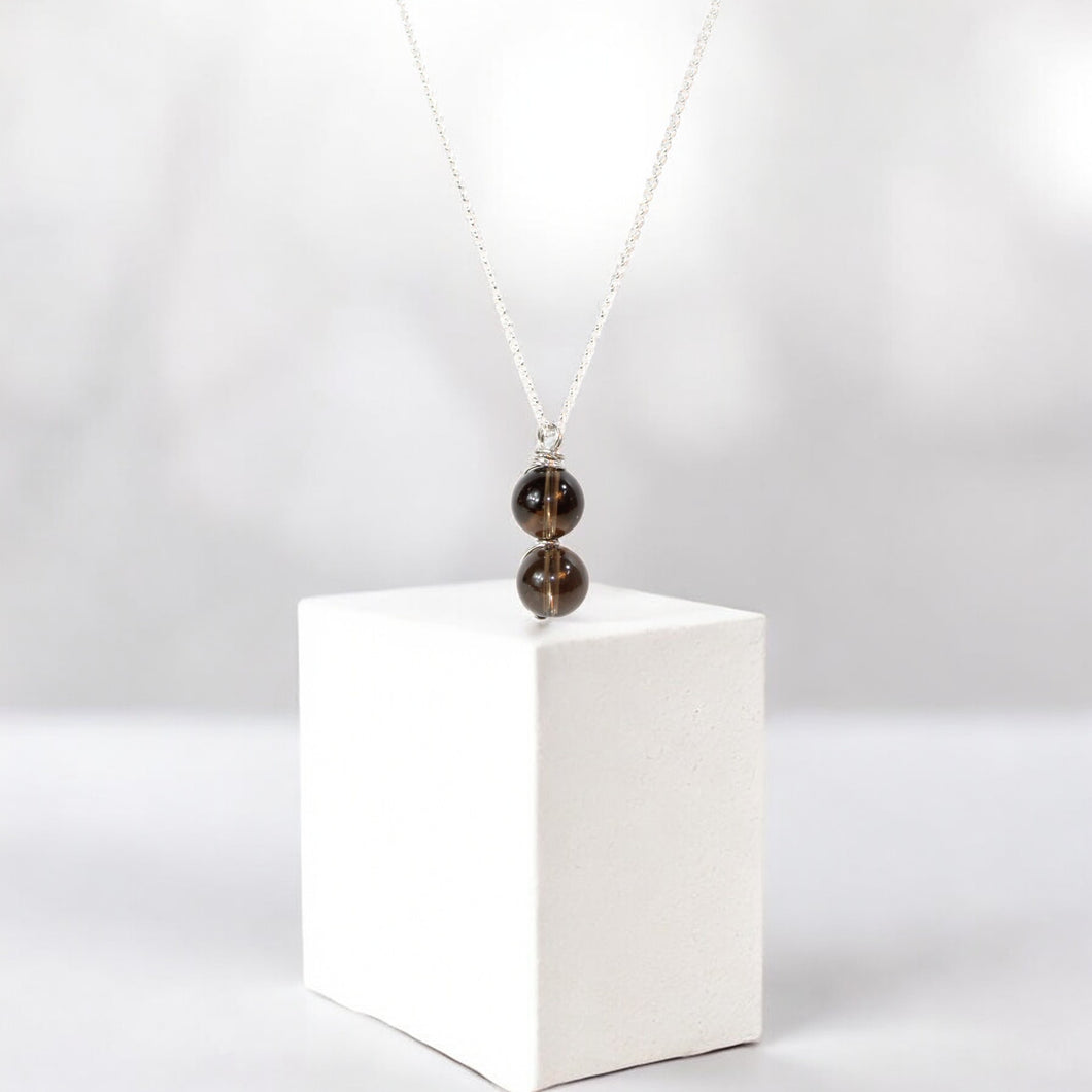 NZ-made smoky quartz crystal pendant: sterling silver chain | ASH&STONE Crystal Jewellery Shop Auckland NZ