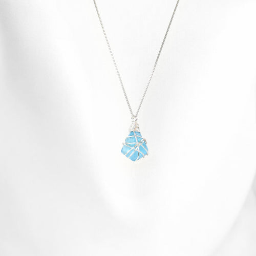 Bespoke NZ-made blue Swiss topaz crystal pendant necklace | ASH&STONE Crystal Jewellery Shop Auckland NZ