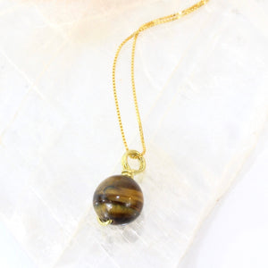 NZ-made tigers eye crystal pendant with 16" chain | ASH&STONE Crystal Jewellery Shop Auckland NZ