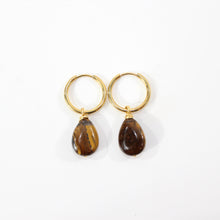 Load image into Gallery viewer, NZ-made tigers eye crystal huggie earrings | ASH&amp;STONE Crystal Jewellery Shop Auckland NZ
