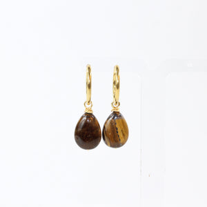 NZ-made tigers eye crystal huggie earrings | ASH&STONE Crystal Jewellery Shop Auckland NZ