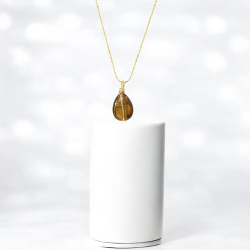 NZ-made tigers eye crystal pendant necklace | ASH&STONE Crystal Jewellery Shop Auckland NZ