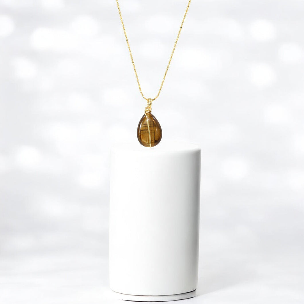 NZ-made tigers eye crystal pendant necklace | ASH&STONE Crystal Jewellery Shop Auckland NZ