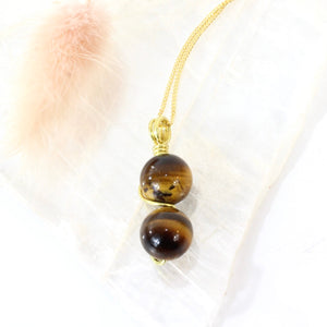 NZ-made tigers eye crystal pendant with 18" chain | ASH&STONE Crystal Jewellery Shop Auckland NZ