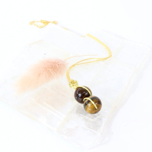 NZ-made tigers eye crystal pendant with 18