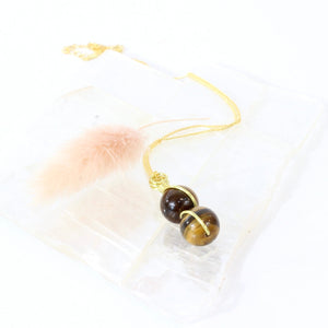 NZ-made tigers eye crystal pendant with 18" chain | ASH&STONE Crystal Jewellery Shop Auckland NZ