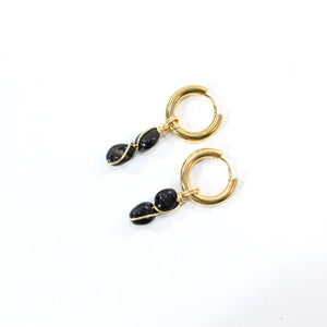 NZ-made bespoke black tourmaline crystal huggie earrings | ASH&STONE Crystal Jewellery Shop Auckland NZ