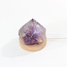 Load image into Gallery viewer, Amethyst crystal lamp on LED wooden base | ASH&amp;STONE Crystal Shop Auckland NZ
