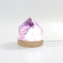 Load image into Gallery viewer, Amethyst crystal lamp on LED wooden base | ASH&amp;STONE Crystal Shop Auckland NZ
